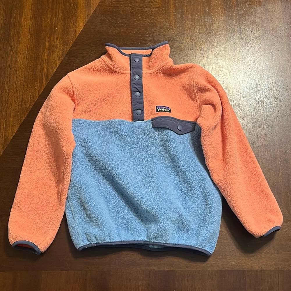 Patagonia Kids Jacket in Coral and Light Blue